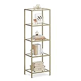VASAGLE Bookcase, 5-Tier Bookshelf, Slim Shelving