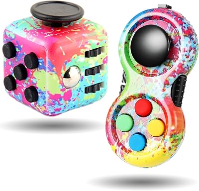Steemjoey 2-in-1 Fidget Set Pad Cube Sensory Toys Stress Relief ADD ADHD Autism