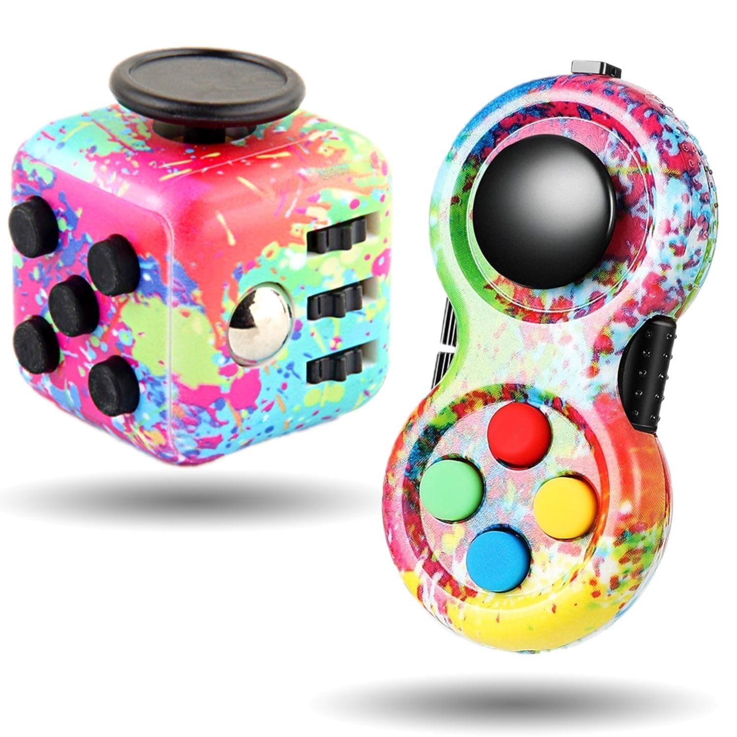 Steemjoey 2-in-1 Fidget Set, Pad & Cube Sensory Toys for Stress Relief, Office & Classroom, Gift for ADD, ADHD, Autism, Adults & Kids (Colour)