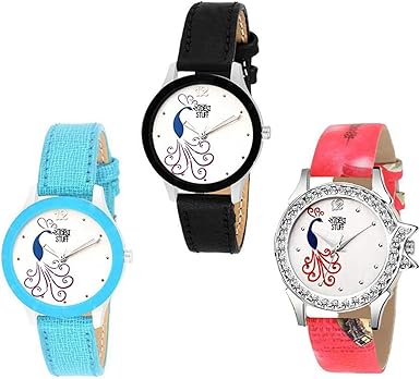 Swadesi Stuff Analogue Multicolor Dial Combo Of 3 Girl's & Women's Watch - Cutglass Combo302