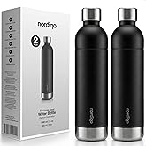 Nordiqo Stainless Steel Carbonating Bottle 33 oz | Compatible with Aarke Carbonator 3, SodaStream Duo & Plastic Bottles | Not for models Aqua Fizz & Jet | No Expiry | Plastic-Free | 2x Black