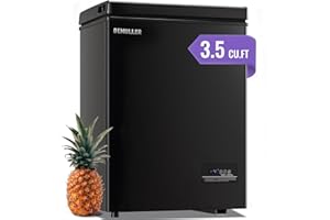 DEMULLER Deep Chest Freezer Mini Freezer with Electronic Display Screen Free-Standing Top Door Freezer Electronic Thermostat Accurate to 1℉ Black