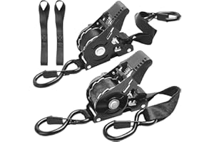 COLORFULBEETLE Retractable Ratchet Strap Heavy Duty 2 Pack 10 FT 1800 LB Break Strength Ratchet Tie Down with Safety Lock S Hooks and Soft Loop Tie Down,Easy Retract for Motorcycle,Truck Securing Cargo,Car.