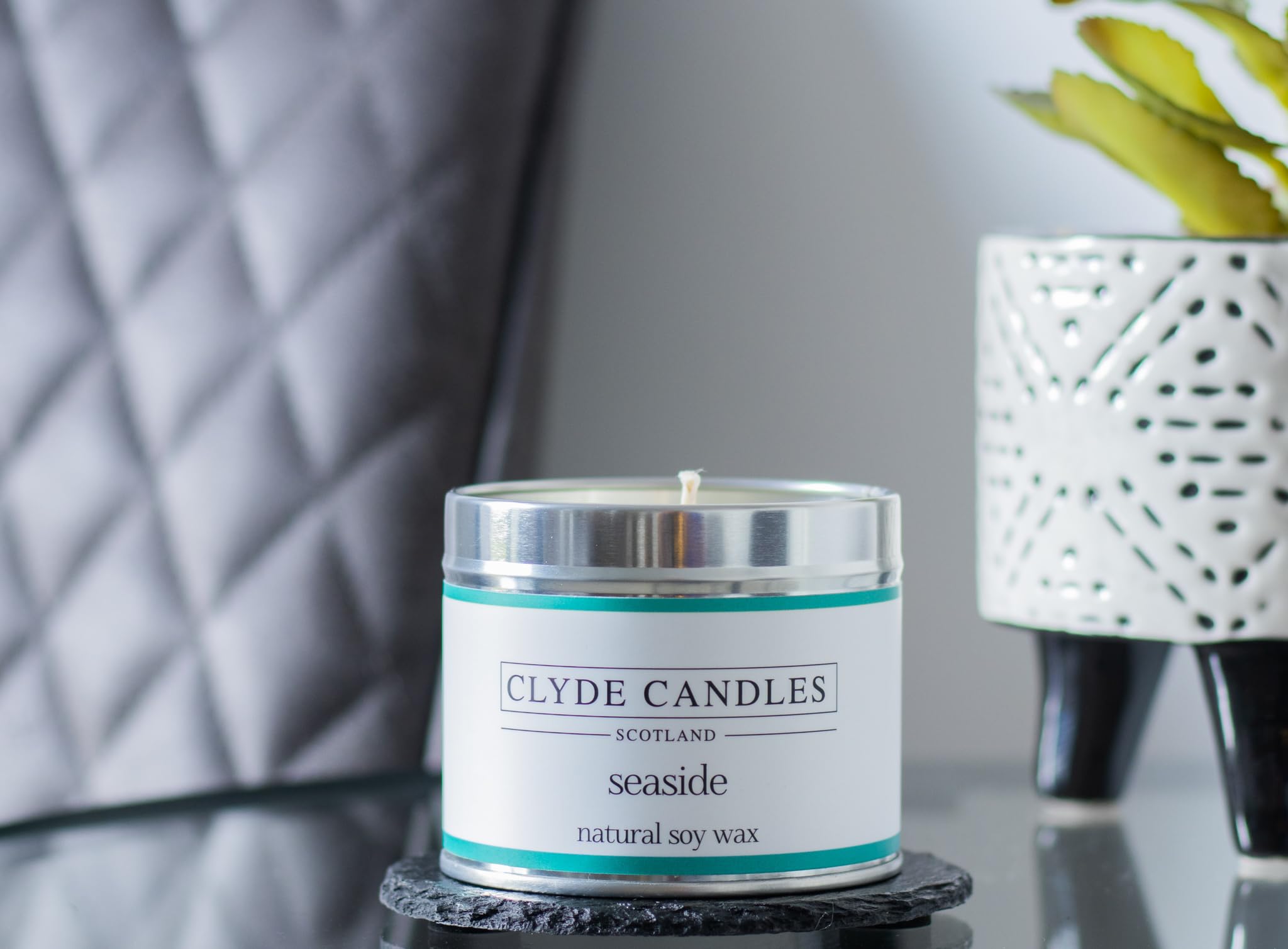 Natural Soy Candle Tin - Clyde Candles Scotland - Vegan Scottish Gifts, British Made (Seaside) — image 1