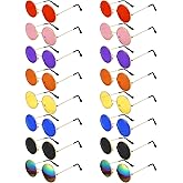 Fiada 16 Pairs 60s 70s Hippie Circle Glasses Colorful Glasses for Women Men Costume Party Favor(Retro Color Set)