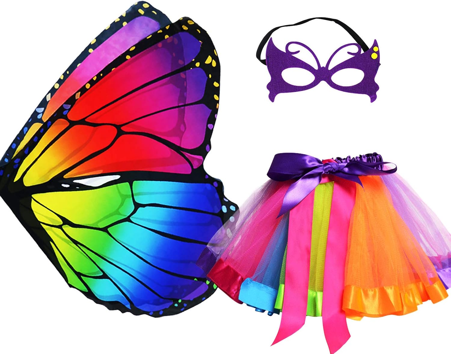 Rainbow Kids Butterfly Wings Costume for Girls, Butterfly