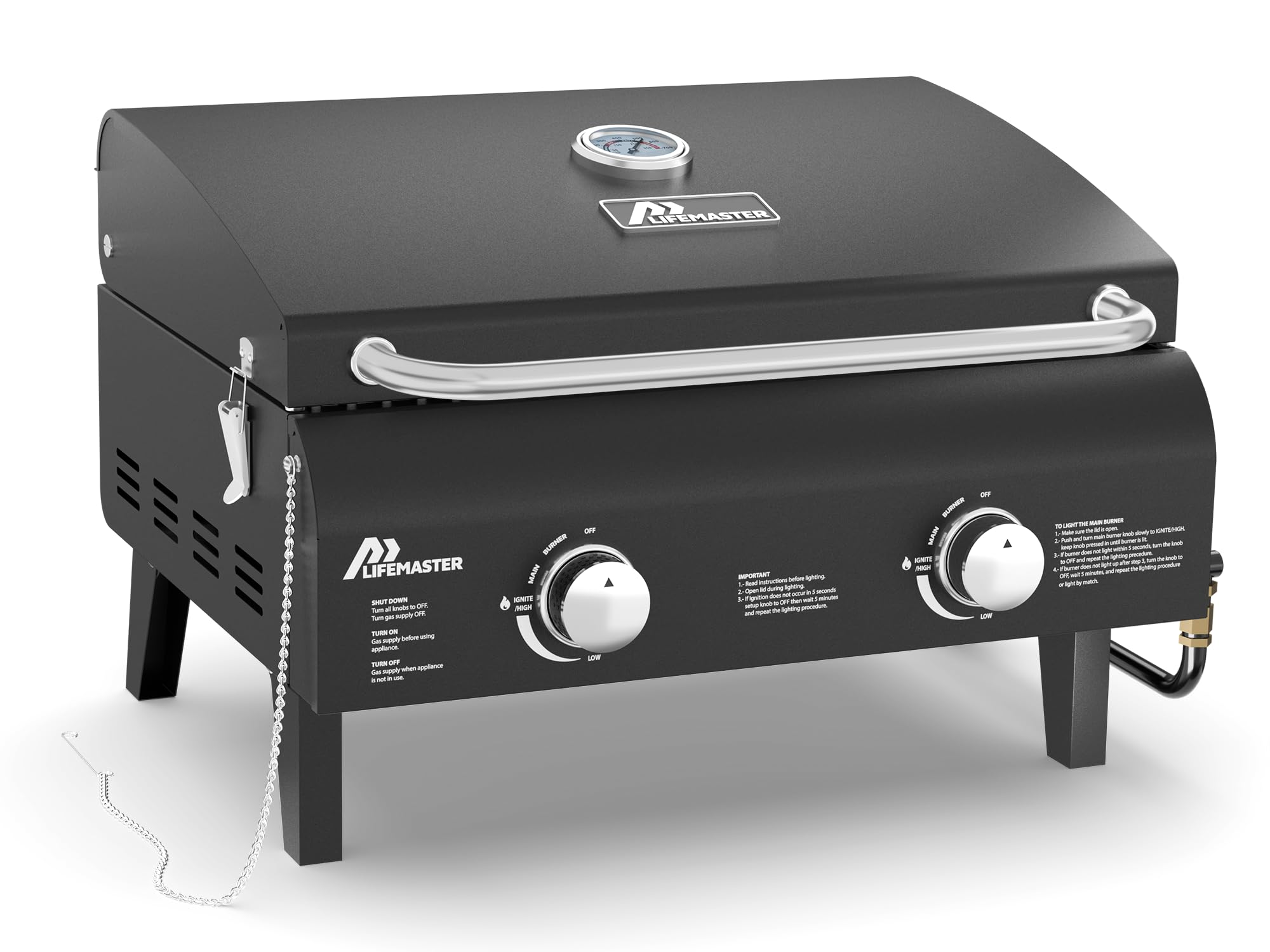 Photo 1 of MISSING PIECES****
PARTS ONLY*****
Black Portable Gas Grill, Dual 10,000 BTU Burners, 275 Sq.In Cooking Space, Push-to-Start Ignition, Wind-Proof Lid with Built-in Thermometer, Perfect for Camping Tailgates & Backyard BBQ Cookouts