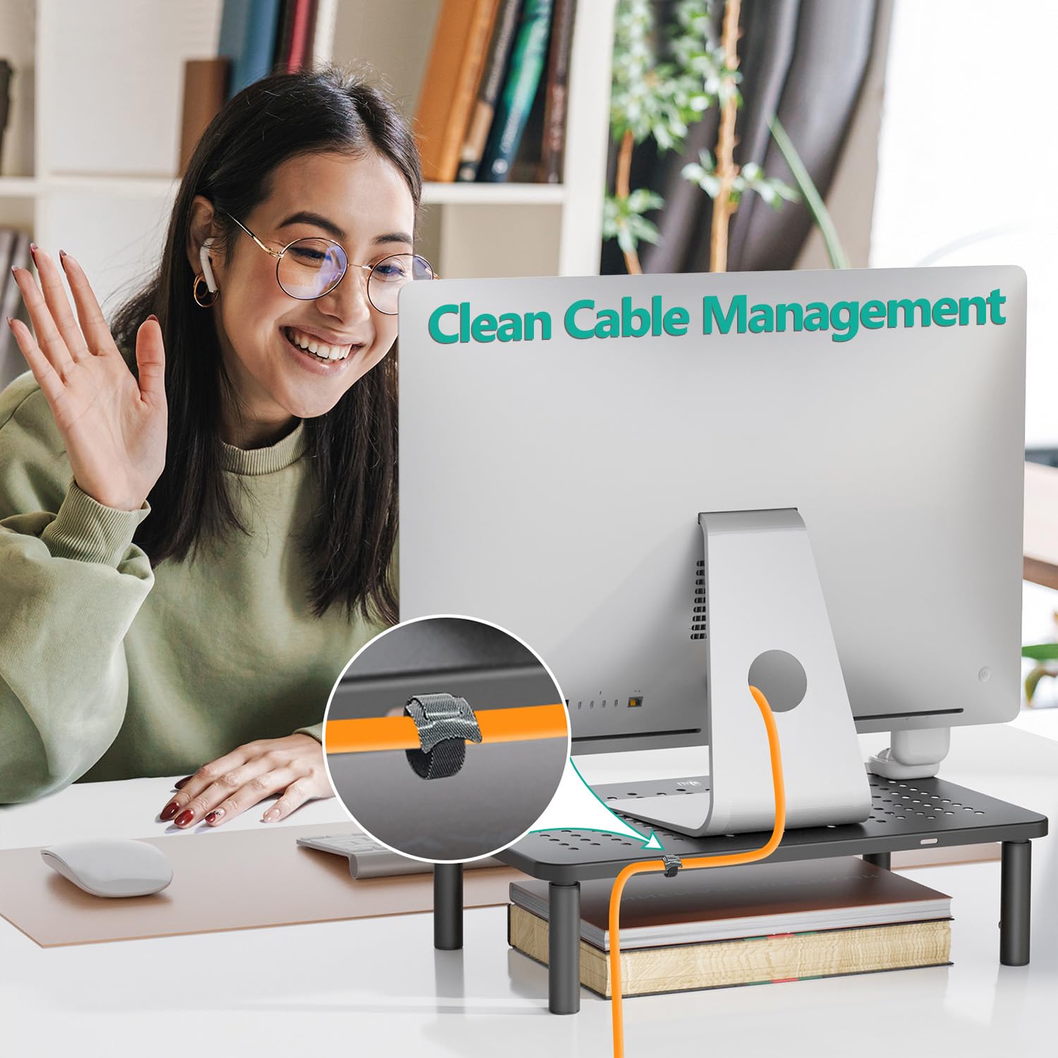 WALI Computer Monitor Stand for Desk, Adjustable Laptop Riser, Desk Monitor Stand Underneath Storage for Office, Home, School Supplies (STT003), 1 Pack, Black - Image 8