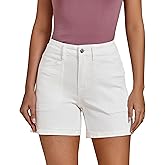 luvamia Jean Shorts for Women Trendy Mid Rise Casual Summer Jorts Distressed Cut Off Stretchy Denim Shorts with Pockets