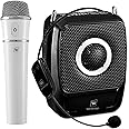 Voice Amplifier with Dual Professional Microphones Wireless-25W Portable Microphone and Speaker Pa System, Bluetooth Speaker with Microphone Megaphone for Teachers Outdoor Indoor ect