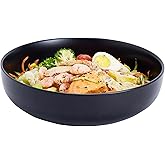 Swuut 10'' Large Serving Bowl, 2.8 Quart Big Salad Pasta Bowl, Porcelain Fruit Bowl,Matte Mixing Bowls,Wide Soup Bowl for Family Kitchen,Microwave & Dishwasher Safe (Black)