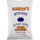 Martin's Kettle-Cook'd No Salt Added Potato Chips 8 Ounces (3 Bags)