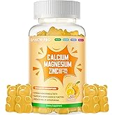 Calcium Magnesium Zinc Gummies with Vitamin D3 & K2 - High Potency Enhanced Absorption -60 Orange Gummies