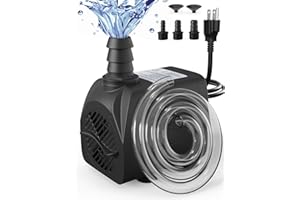 400GPH Submersible Water Pump(1500L/H, 25W), waatoos Durable Outdoor Fountain Pump with 6.5 ft Tubing for Aquariums, Fish Tan