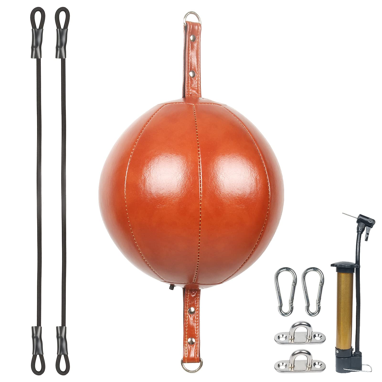 InnoLife Double End Punching Ball Striking Punching Bag Kit, Speed Striking Reflex Kit with Bungee Cords Perfect for Reaction, Agility, and Hand Eye Coordination Training (Brown)