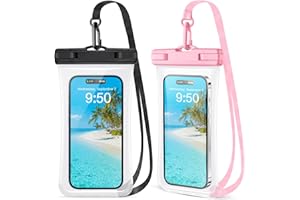 PEDVSTY 2 Pack Waterproof Phone Pouch Case [3D Clear Soft Edges], Underwater Phone Dry Bag for iPhone Galaxy Pixel Up to 7.2", IPX8 Waterproof Case for Beach Cruise Kayaking Travel Vacation，Black & Pink