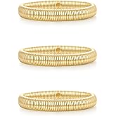 Honsny 2-3Pcs Chunky Gold Bangle Bracelets for Women Non Tarnish Stackable 14K Gold Plated Charm Cuff Bracelet Stack for Women Trendy Dainty Big Bangles Waterproof Jewelry Fashion Gifts