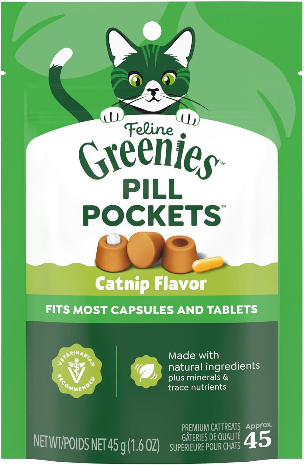 Greenies Feline Pill Pockets Catnip Flavor 45-Count for Tablets & Capsules