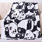 Panda Blanket Super Soft Cozy Blankets Black & White Pandas Stuff Pandabear Gifts for Girls Toddler Adults Twin Flannel Fleece Blanket Lightweight Cute Panda Accessories (Cute Panda, 60"x80")