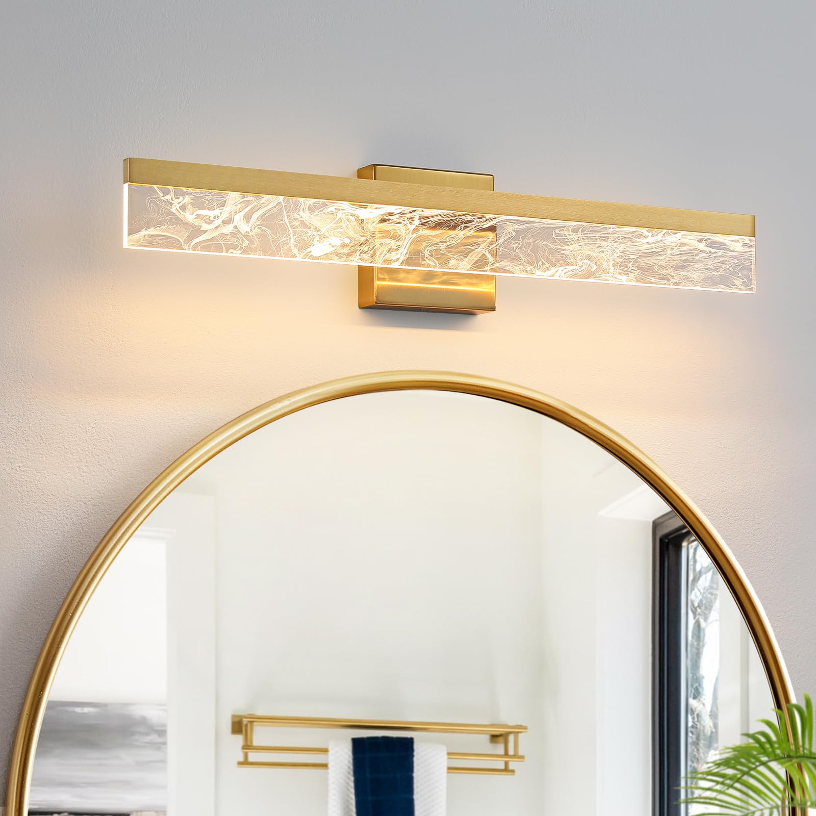 Photo 1 of AIJIASI Gold Vanity Light - 24 Inch Modern Bathroom Light Fixture Over Mirror 18W 3000K Warm Lighting Dimmable LED Vanity Lights for Bathroom Restroom Mirror