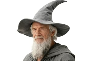 JEGERMIG Adult Gray Wizard Hat Halloween Witch Large Sorcerer Costume Hats Accessory