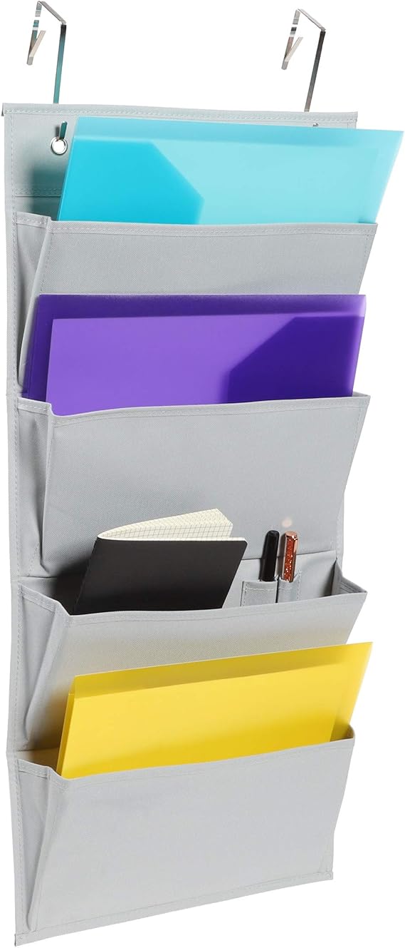 Paper Junkie Over The Door Hanging File Organizer Storage, 4 Pockets