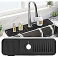 KEEGOP Faucet Mat for Kitchen Sink, Silicone Faucet Mat Dish Soap Sponge Holder for Kitchen Sink Accessories Gadgets, Drying Mat for Kitchen Counter Bathroom Kitchen Sink Splash Guard