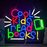 Cool Kids Read Books Neon Sign Read Books and Be Kind Neon Signs for Wall Decor Book USB Dimmable LED Lights for Student Suitable for Classroom Bookstore Library Museum Study Room Gift for Teen Boys Girls Christmas