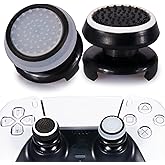 Playrealm FPS Thumbstick Extender & Printing Rubber Silicone Grip Cover 2 Sets for PS5 Dualsenese & PS4 Controller (Black+Clear)