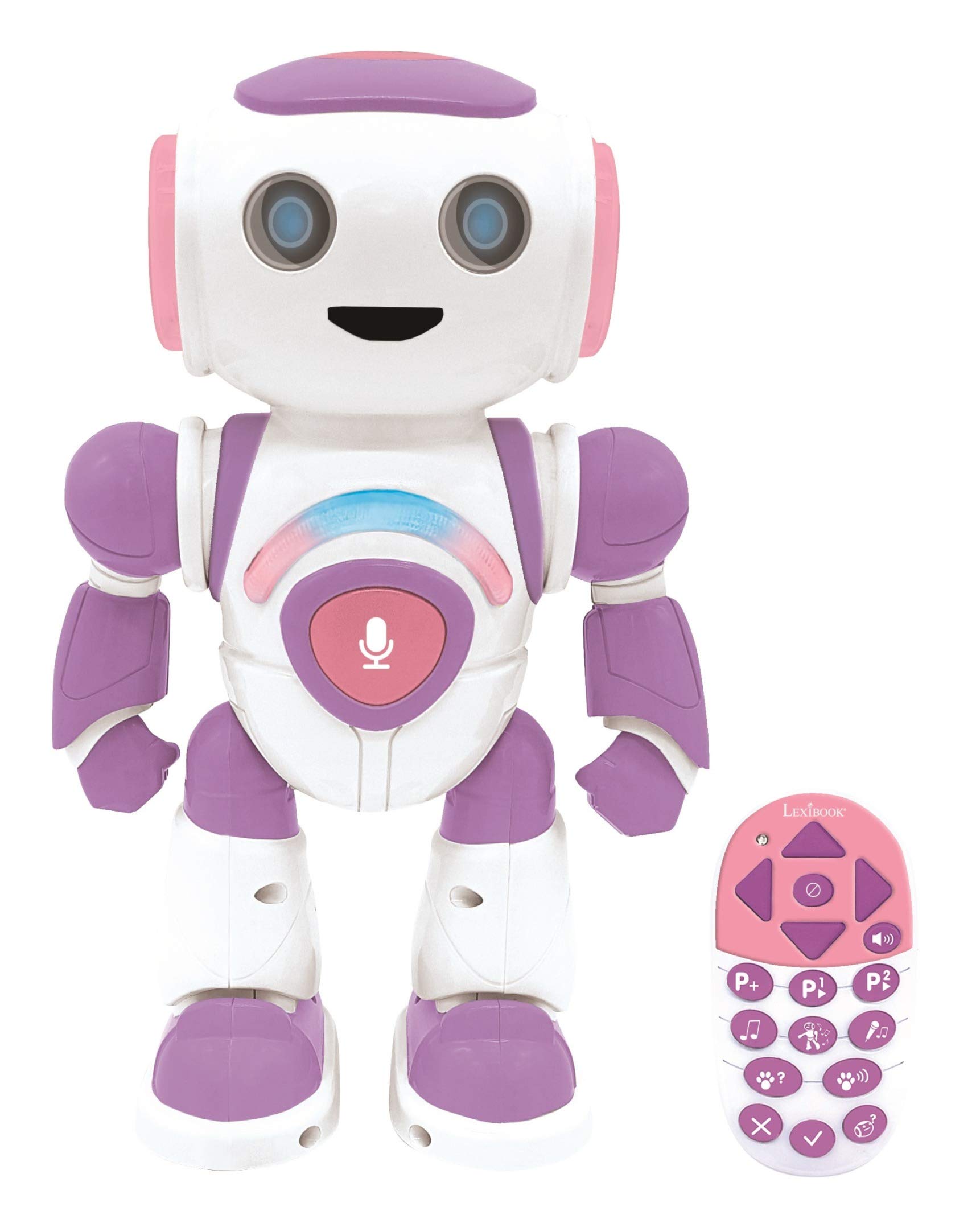 LEXIBOOK ROB20GEN Powergirl Jr. Smart Interactive Reads in The Mind Toy for Kids Dancing Plays Music Animal Quiz STEM Programmable Remote Control Junior Girl Robot Pink/Purple