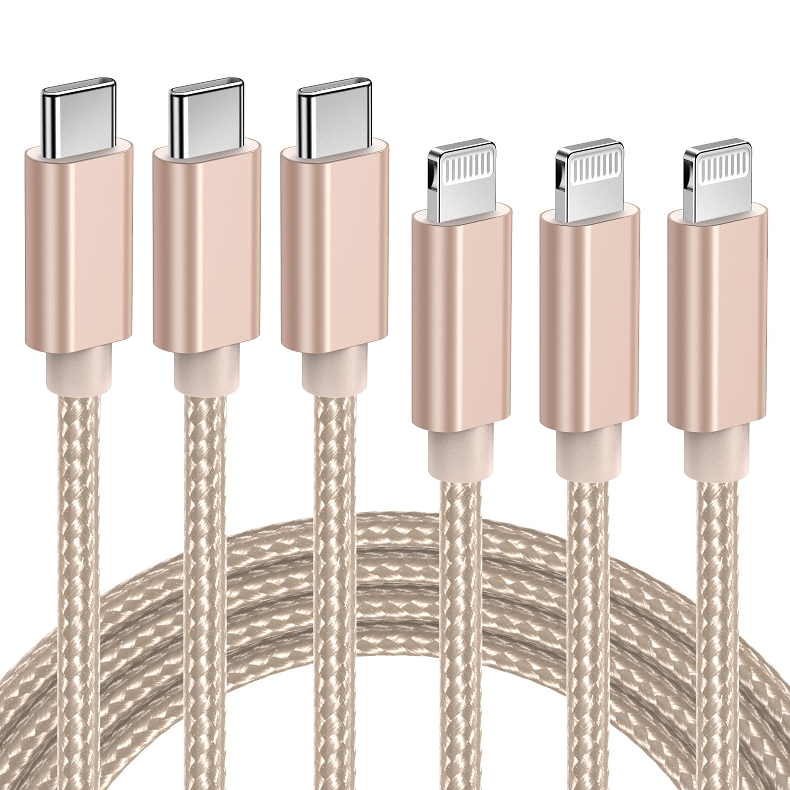 Quntis USB C to Lightning Cable MFi Certified, 3Pack 2M Nylon Braided iPhone 14 Fast Charging Cable Power Delivery Lightning to Type C Charger Cord for iPhone 13 12 11 Pro Max X XS XR 8 Plus iPad