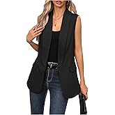 GORGLITTER Women's Sleeveless Blazer Vests Open Front Lightweight Work Office Long Blazer Outerwear Trendy Fall 2025
