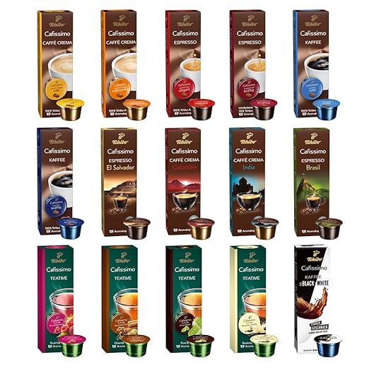 Tchibo Cafissimo Collection Sorten Mix 150 Kapseln, Probier Box – Kaffee, Espresso, Caffè Crema, Tee