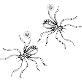 HZMAN Halloween Spider Earrings with Crystal Inlay, Goth Large Alloy Ball Stud Earrings