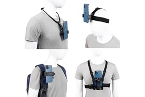 PellKing Phone First-Person Perspective Shooting Mount,Accesssory Kit with Chest Mount/Head Mount/Neck Holder/Backpack Strap Mount,for iPhone Samsung Oneplus and GoPro Action Camera More