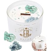 Pisces, Cancer, Scorpio Gifts for Women - 12oz Wood Wick Candles That Crackle with Crystals and Healing Stones. Healing Crystal Candles for Women Home Scented. Soy Wax, for Zodiac Birthdate