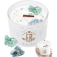 Pisces, Cancer, Scorpio Gifts for Women - 12oz Wood Wick Candles That Crackle with Crystals and Healing Stones. Healing Cryst