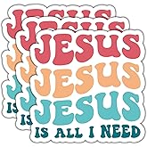 (3Pcs) Jesus is All I Need Stickers God Stickers Faith Stickers Decal Waterproof Vinyl Stickers Adult for Laptop Kindle Car Tumbler Water Bottle Mug Phone Notebook Size 3”x3”