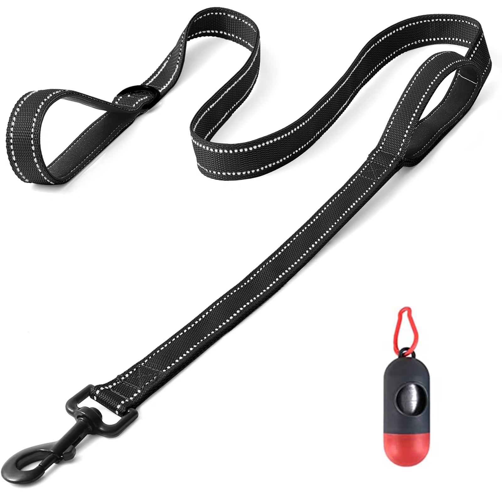 Belababy Dog Training Leads with Soft Padded Handles, 1.5M Basic Dog Leashes with Trash Bag Storage Box, Reflective Heavy Duty Nylon Dog Leads for Small Medium Large Dogs