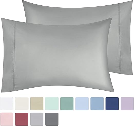 Amazon Com 600 Thread Count 100 Cotton Pillow Cases Light Grey