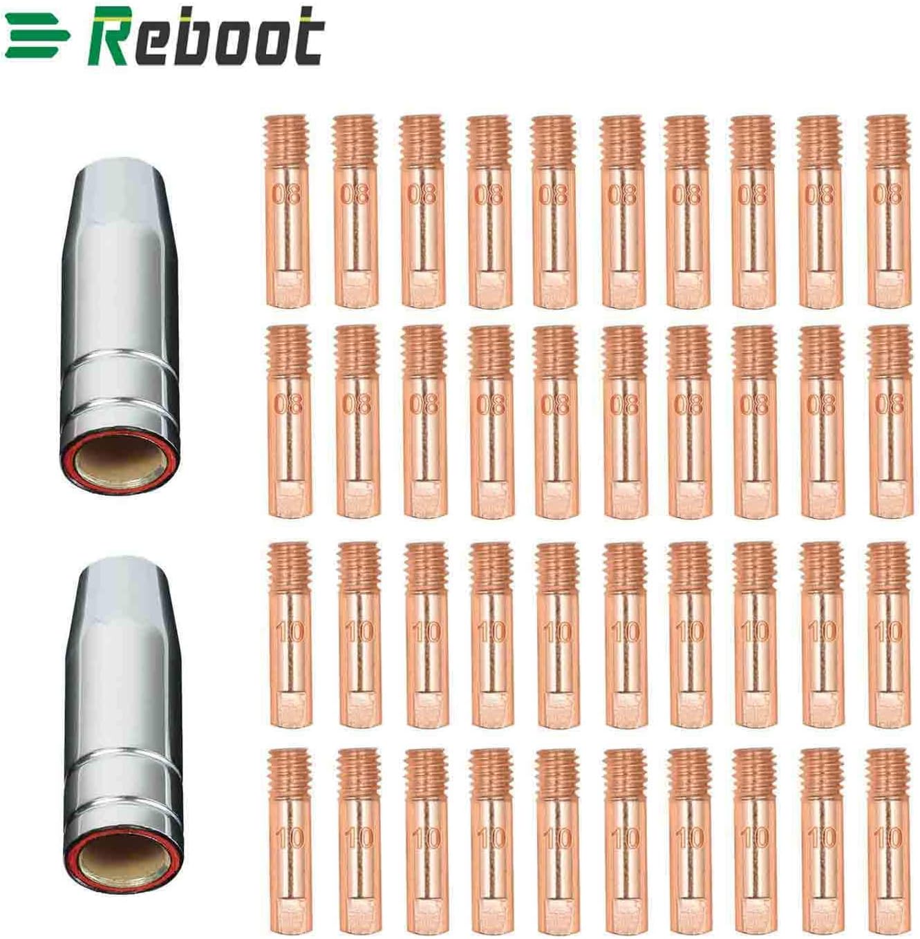 Reboot Mig Contact Tips Consumables 42 PCS MIG Welding MB15 15AK Contact Tip 0.8/1.0mm 0.30" MIG/MAG Welding Torch Consumables