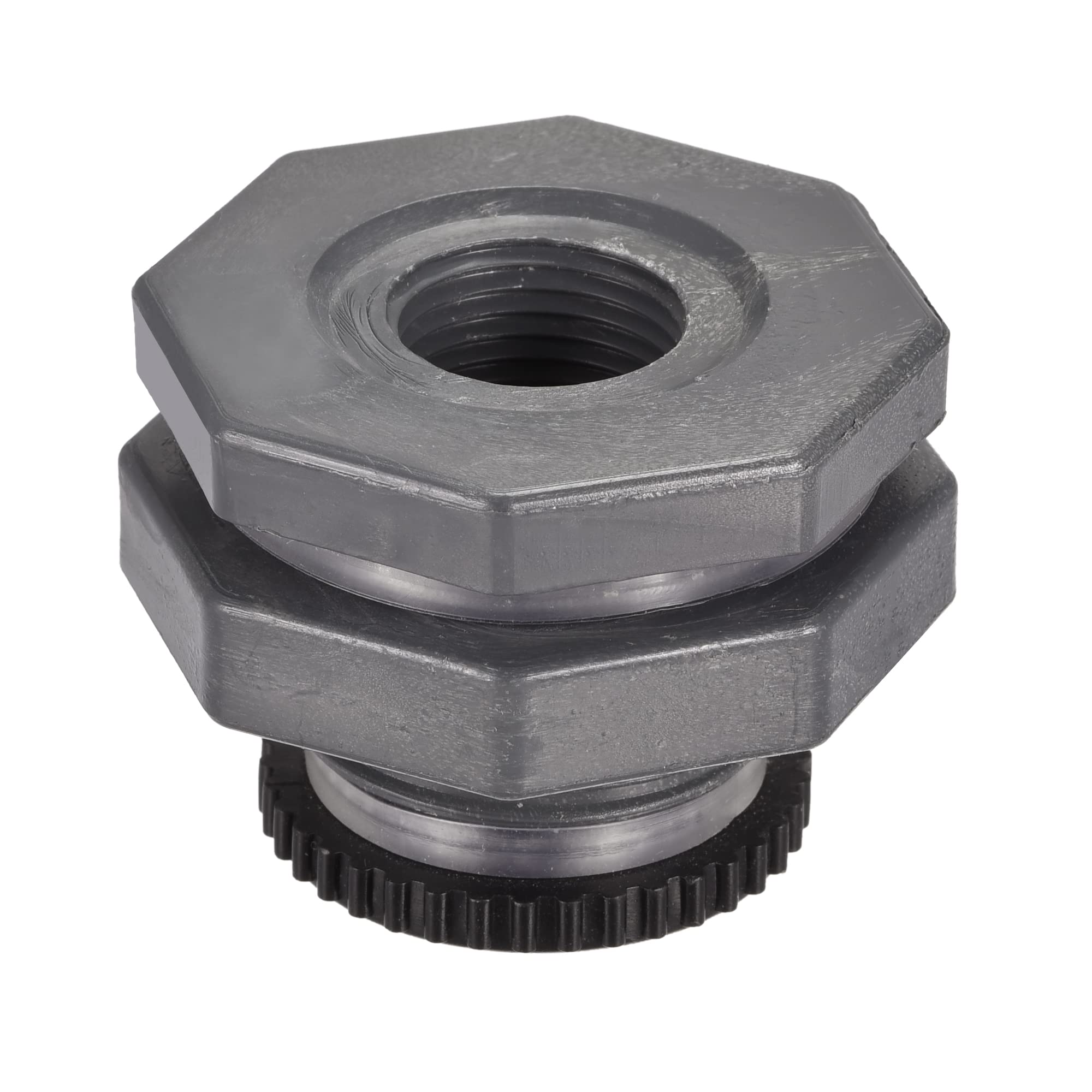 M METERXITY 1 Set PVC Bulkhead Fitting - Threaded Bulkhead Water Tank Connector, with Plug Fitting, Apply to Aquariums, Rain Buckets, (G1/2 Thread, Gray)