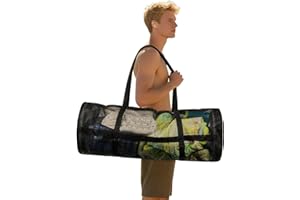 Large Diving Mesh Duffel Bag for Scuba Dive Snorkel Equipment Foldable Mesh Duffle Beach Tote Bag, Spearfishing, Freediving, 