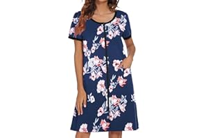 Ekouaer Women Zipper Front House Coat Short Sleeves Robe Zip Up Bathrobes Short Nightgown with Pockets S-3XL