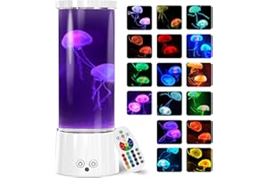 FBSPORT Jellyfish Lamp, Jellyfish Night Aquarium Tank Night Light 17 Color Changing with Remote Control for Kids Adults Home Office Decor Table Lamp Gifts for Christmas(White)