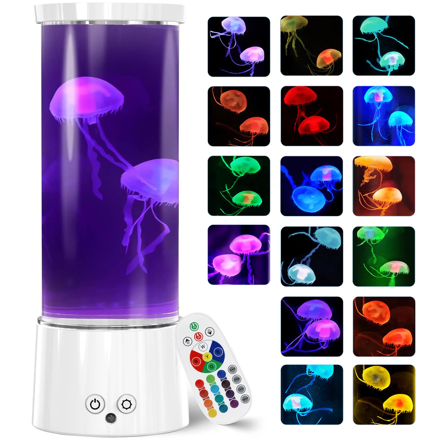 Photo 1 of FBSPORT Jellyfish Lamp, Jellyfish Night Aquarium Tank Night Light 17 Color Changing with Remote Control for Kids Adults Home Office Decor Table Lamp Gifts for Christmas(White)