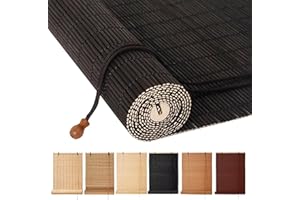 BAYUE Bamboo Blinds, Easy to Install Bamboo Shades for Indoor Windows, Custom Sizes Roller Shades for Indoor Windows, Roll Up Blinds Indoor Outdoor Patio