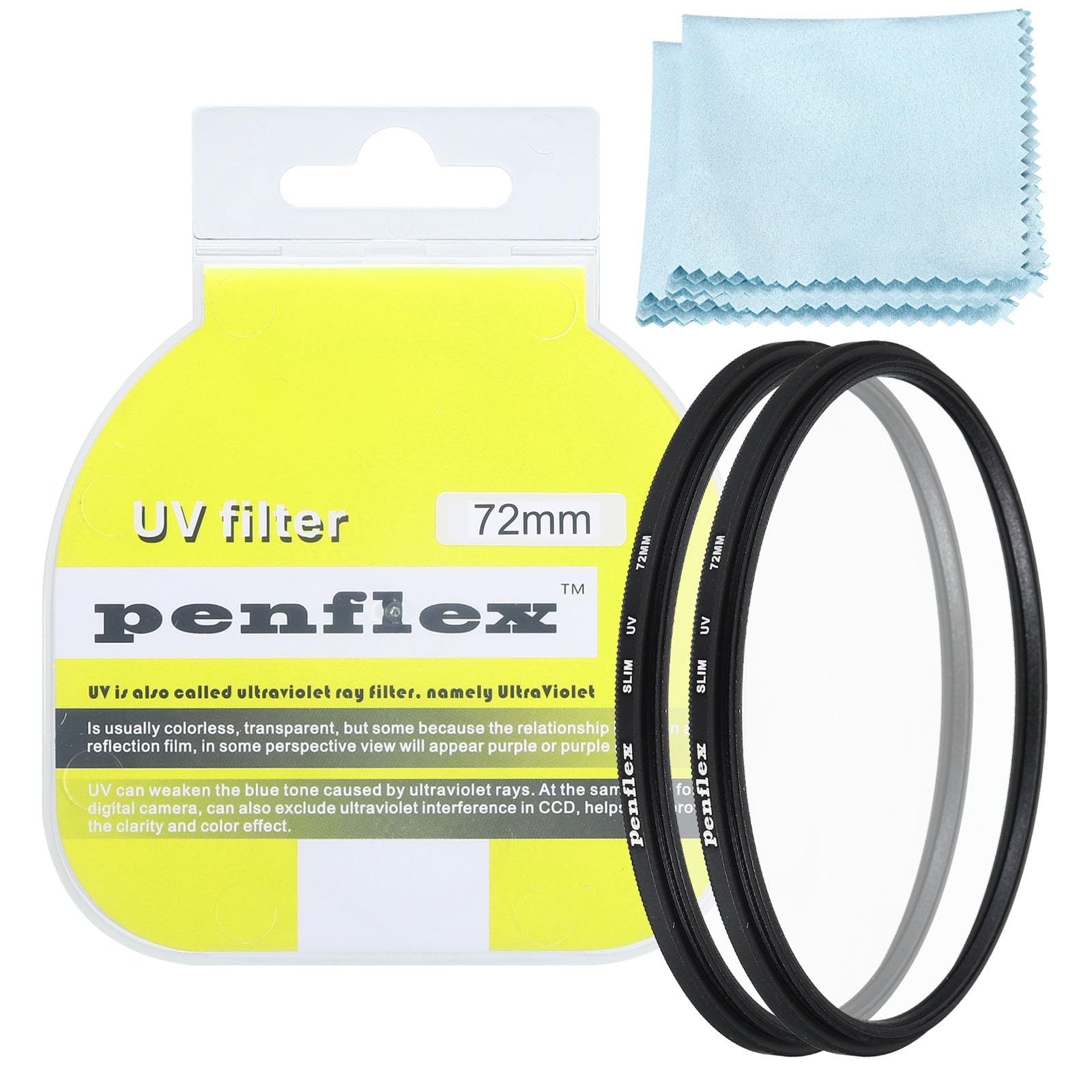 PATIKIL 72mm UV Filter, 2 PCS UV Protection Filter SLIM UV Camera Lens Filter Aluminum Optical Camera Accessory Crystal Clear Pics for 72mm Camera Lens Filter Photography Picture