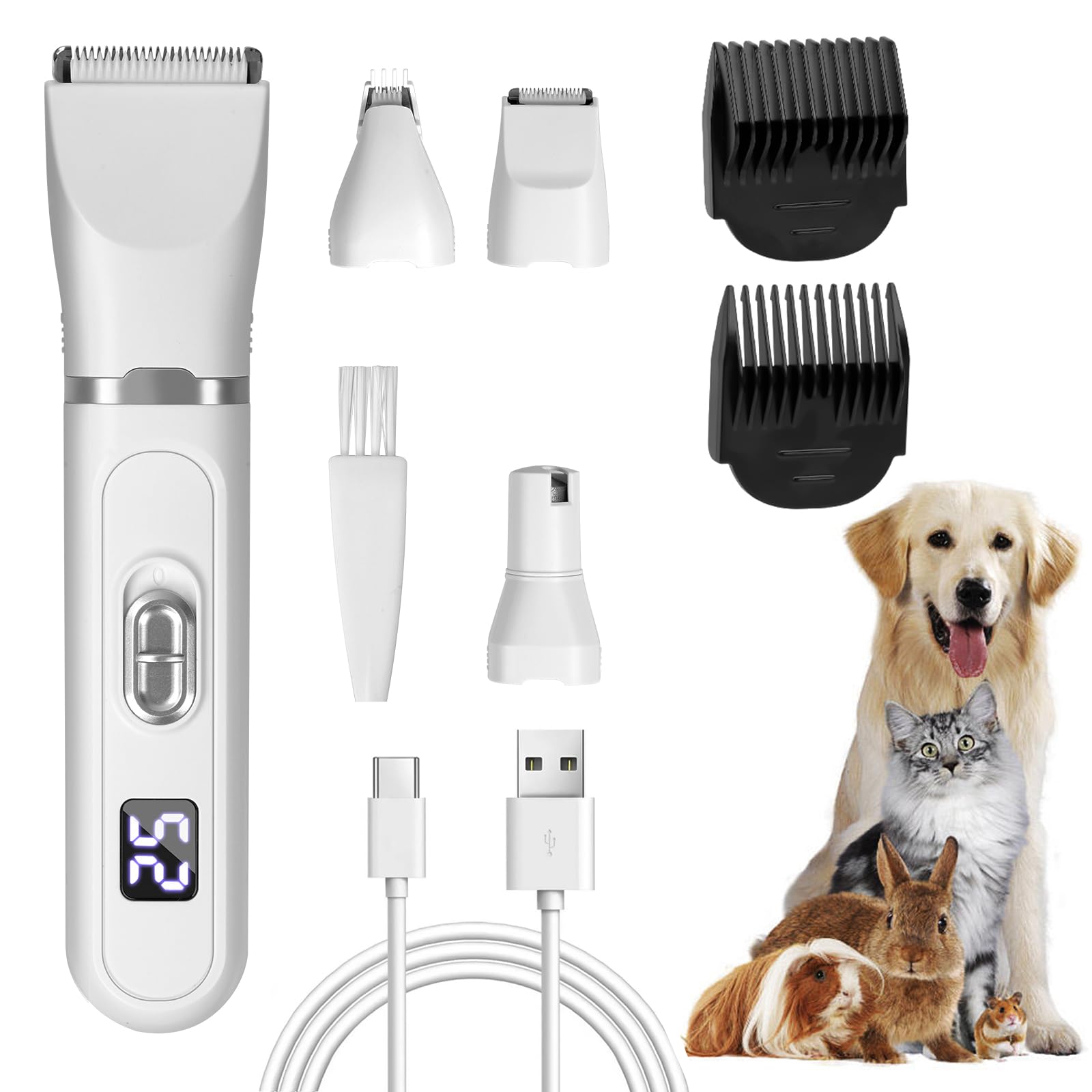 Safe Low Noise Dog Grooming Kit,Pet Clipper,Cordless Cats Paw Trimmer, for Dogs Cats and Small Pets for Trimming Hair Around Paws, Eyes, Ears, Face, Rump