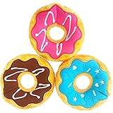 LayziePaw 6.5" Donuts Plush Squeaky Dog Toy Set 3 Pack